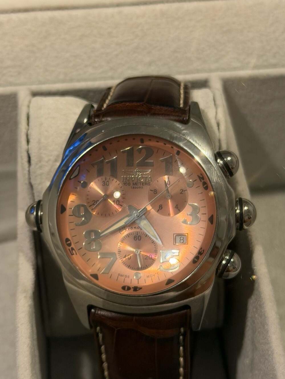 Invicta Lupah Diver Model 2497 Copper Sunburst Dial Watch with Extra Strap